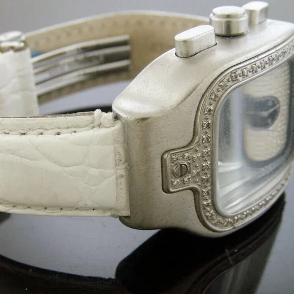 Joe Rodeo Unisex square 0.65Ct genuine diamonds stainless steel watch white band